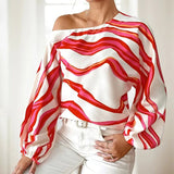 Blouse | Asymmetrical One-Shoulder Design with Elegant Balloon Sleeves 3