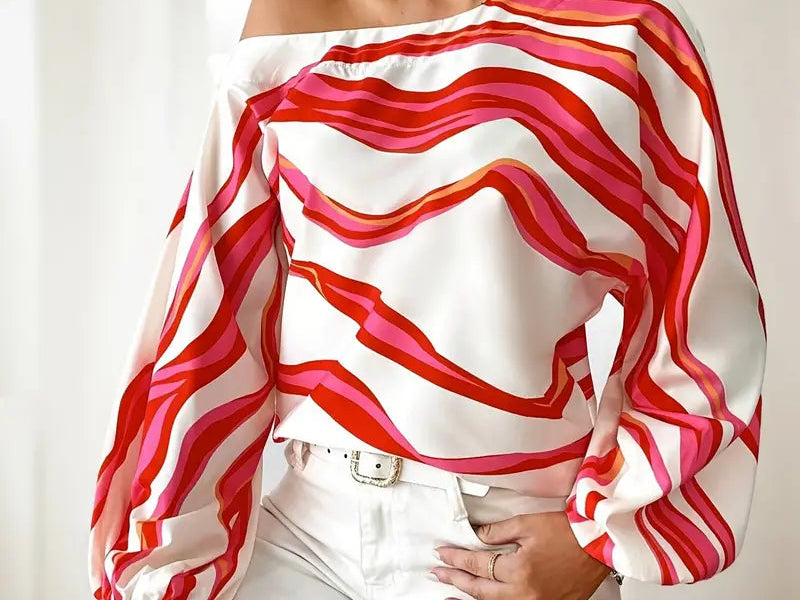 Blouse | Asymmetrical One-Shoulder Design with Elegant Balloon Sleeves 3