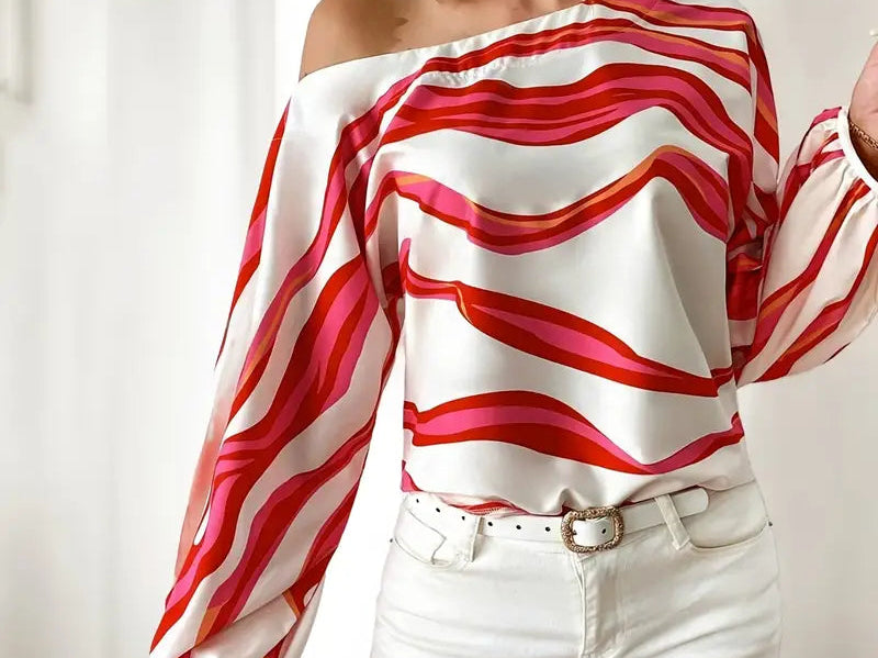 Blouse | Asymmetrical One-Shoulder Design with Elegant Balloon Sleeves 4