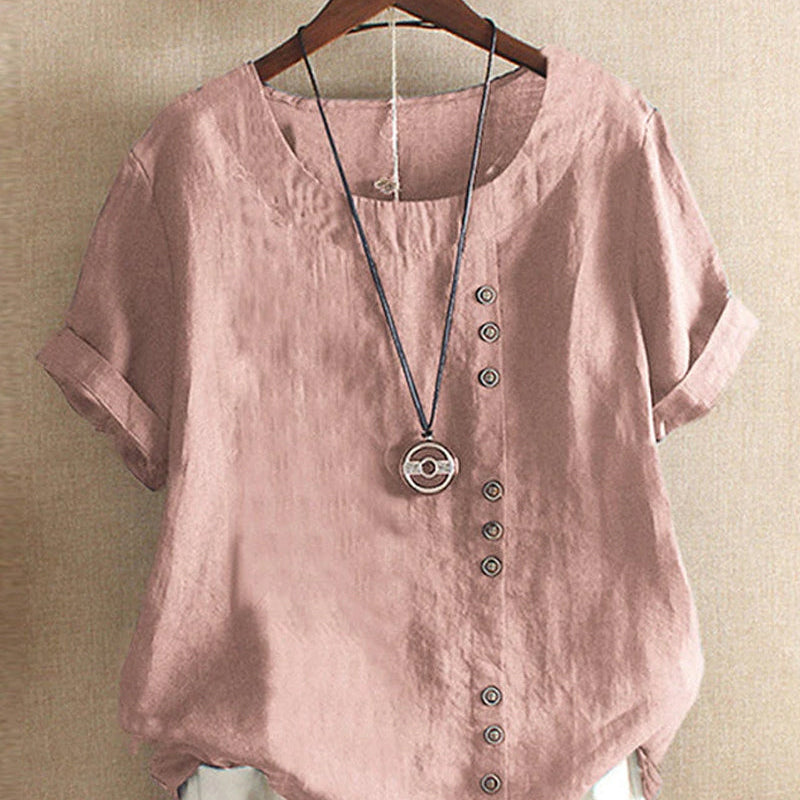 Blouse | Casual Button Detail Summer Top | Relaxed Comfortable Stylish 0
