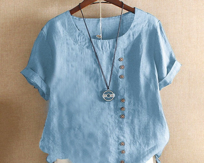 Blouse | Casual Button Detail Summer Top | Relaxed Comfortable Stylish 7