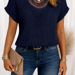 Blouse | Crocheted Summer Top | Elegant Loose-Fit Short Sleeve Blouse for Women 1