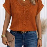 Blouse | Crocheted Summer Top | Elegant Loose-Fit Short Sleeve Blouse for Women 2