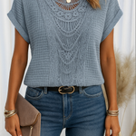 Blouse | Crocheted Summer Top | Elegant Loose-Fit Short Sleeve Blouse for Women 3