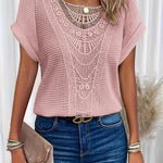 Blouse | Crocheted Summer Top | Elegant Loose-Fit Short Sleeve Blouse for Women 4