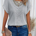 Blouse | Crocheted Summer Top | Elegant Loose-Fit Short Sleeve Blouse for Women 5