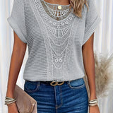 Blouse | Crocheted Summer Top | Elegant Loose-Fit Short Sleeve Blouse for Women 5