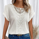 Blouse | Crocheted Summer Top | Elegant Loose-Fit Short Sleeve Blouse for Women 7