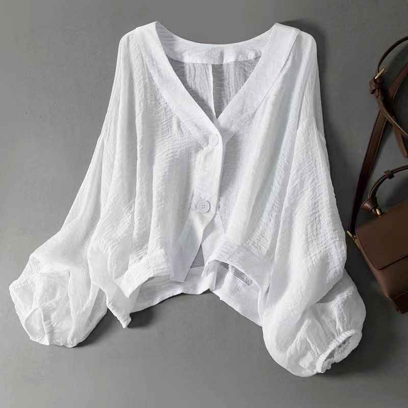 Blouse | Cropped Design with Balloon Sleeves | Elegant and Comfortable 0
