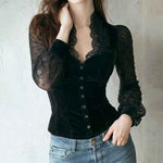 Blouse | Elegant Lace Design | Sophisticated Fitted Top for Spring & Autumn 1