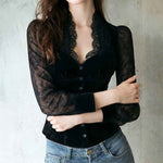 Blouse | Elegant Lace Design | Sophisticated Fitted Top for Spring & Autumn 2