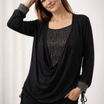 Blouse | Elegant Long Sleeve Sequin Top | Stylish Loose Fit Design 1