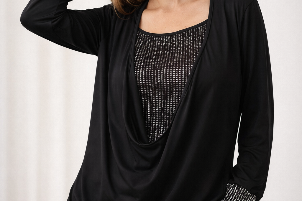 Blouse | Elegant Long Sleeve Sequin Top | Stylish Loose Fit Design 1