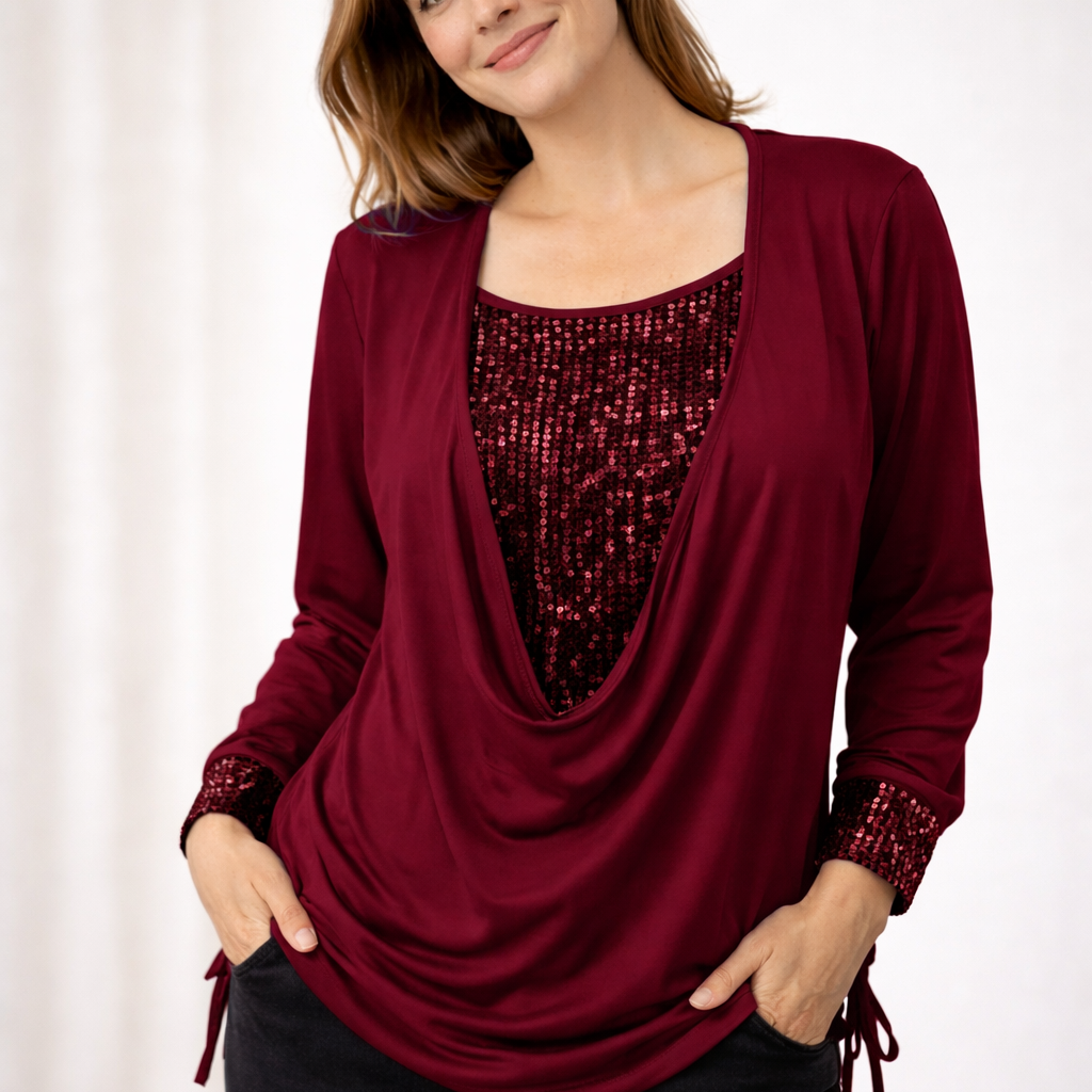 Blouse | Elegant Long Sleeve Sequin Top | Stylish Loose Fit Design 3