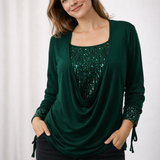 Blouse | Elegant Long Sleeve Sequin Top | Stylish Loose Fit Design 4