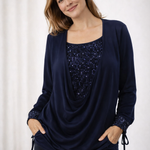 Blouse | Elegant Long Sleeve Sequin Top | Stylish Loose Fit Design 7