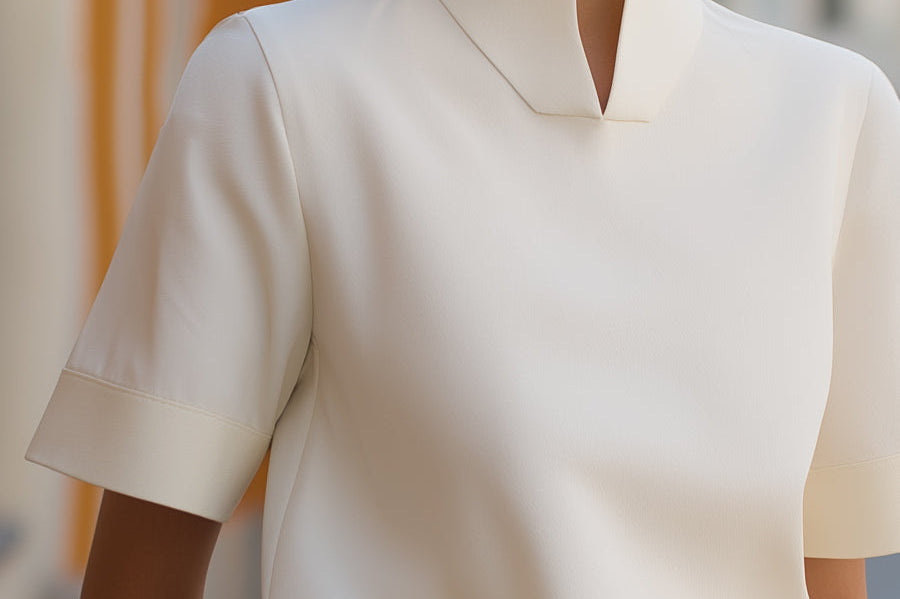 Blouse | Elegant Mock Neck Design | Short Sleeve Top | Relaxed Fit Stylish 1