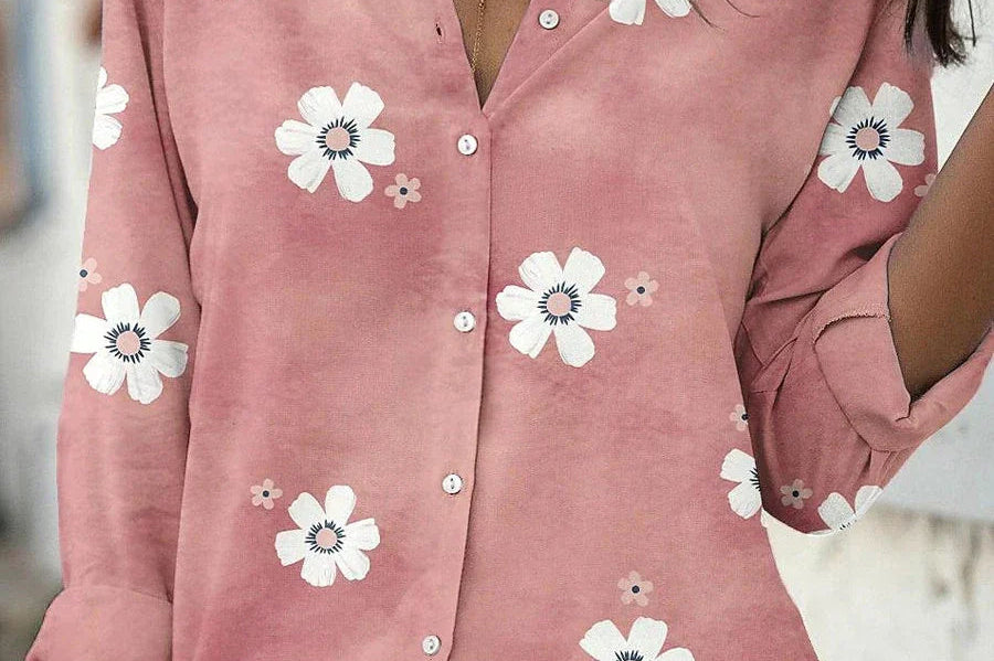 Blouse | Floral Pattern Long Sleeve Summer Top Elegant Stylish 0