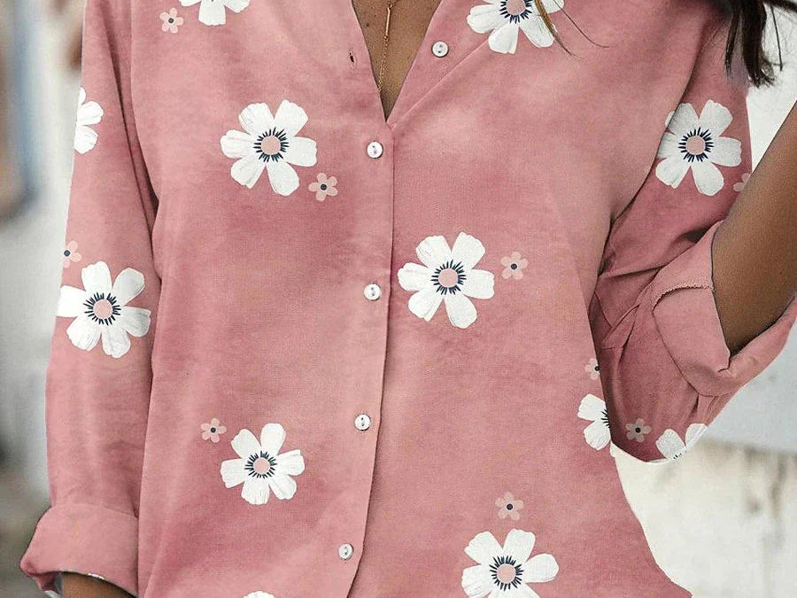 Blouse | Floral Pattern Long Sleeve Summer Top Elegant Stylish 0