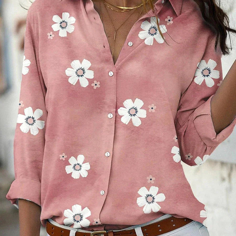 Blouse | Floral Pattern Long Sleeve Summer Top Elegant Stylish 0