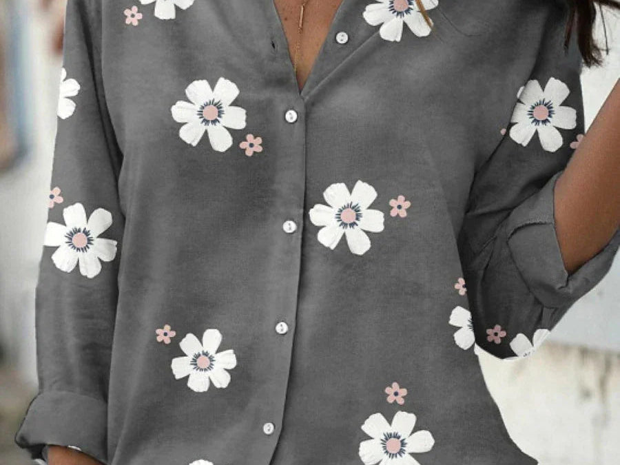 Blouse | Floral Pattern Long Sleeve Summer Top Elegant Stylish 1