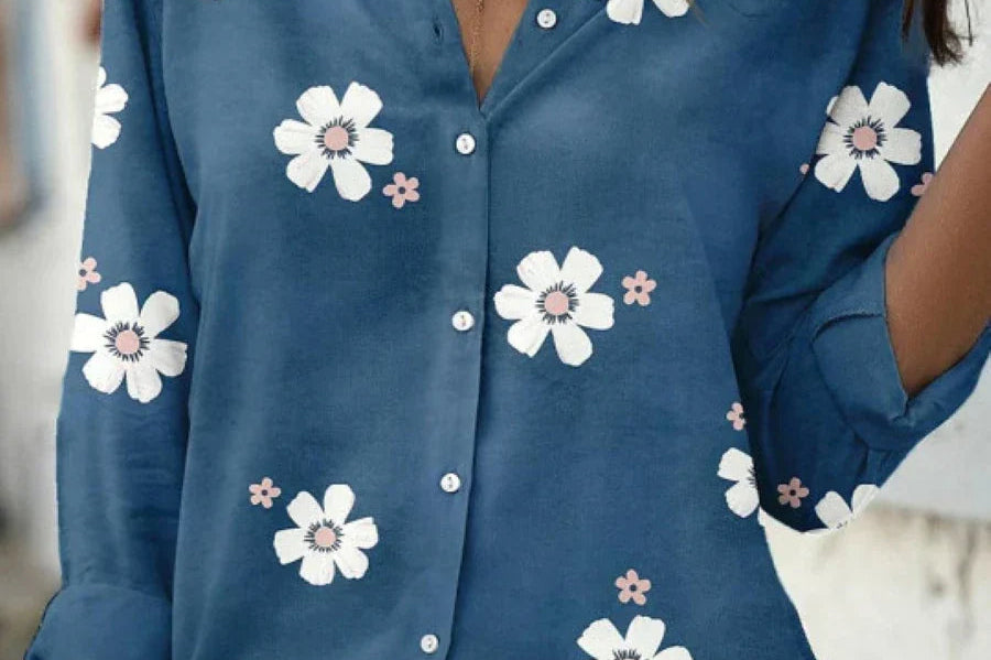 Blouse | Floral Pattern Long Sleeve Summer Top Elegant Stylish 2