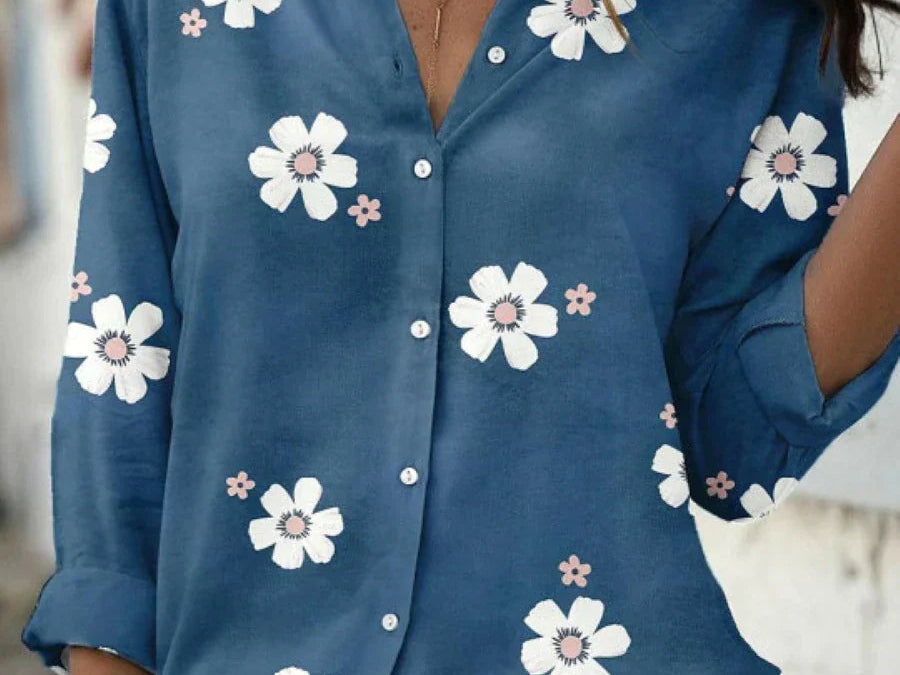Blouse | Floral Pattern Long Sleeve Summer Top Elegant Stylish 2