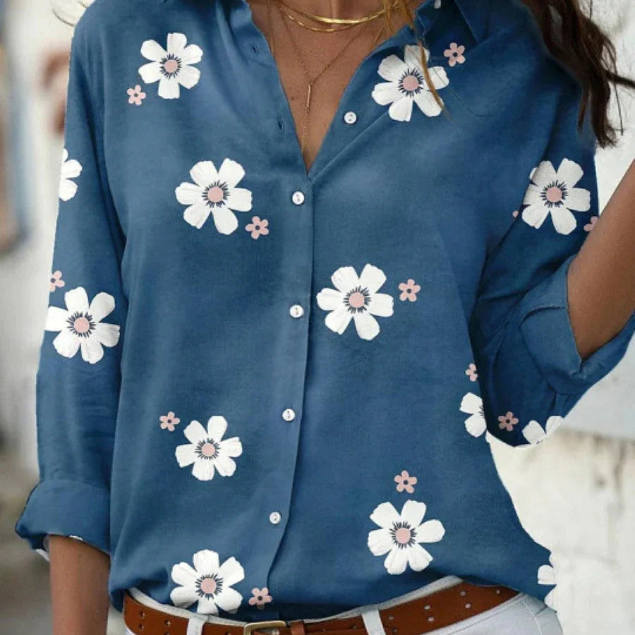 Blouse | Floral Pattern Long Sleeve Summer Top Elegant Stylish 2