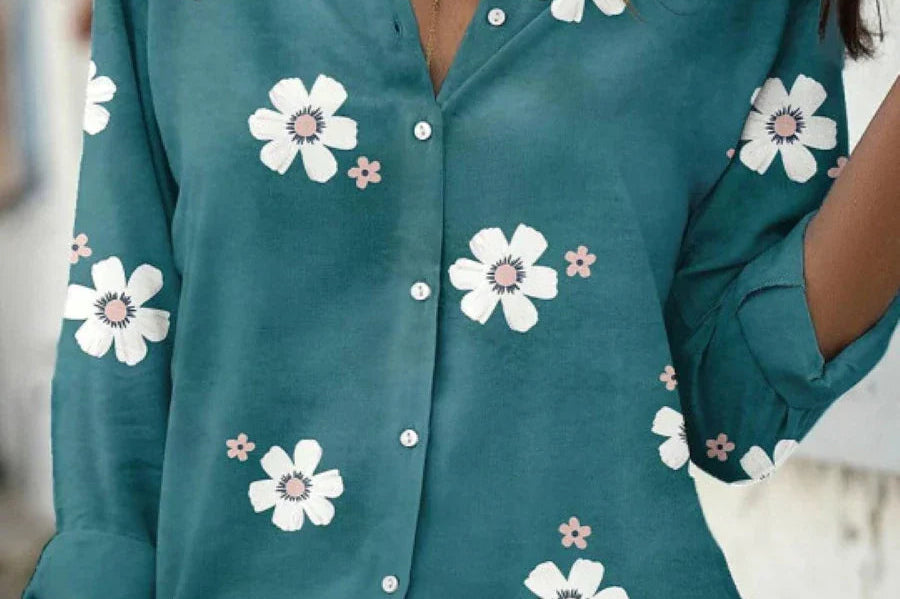 Blouse | Floral Pattern Long Sleeve Summer Top Elegant Stylish 3