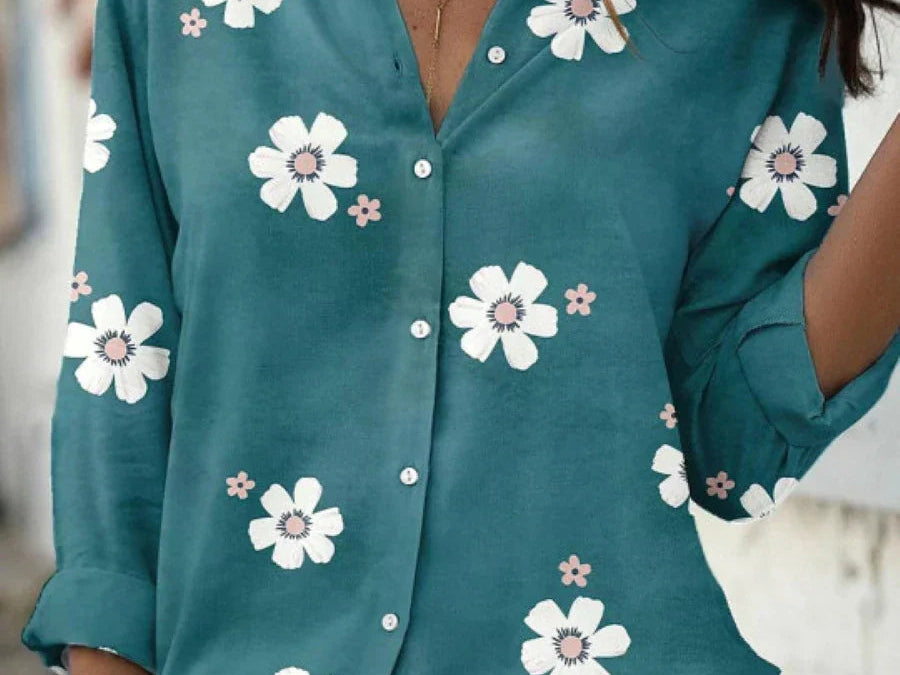 Blouse | Floral Pattern Long Sleeve Summer Top Elegant Stylish 3