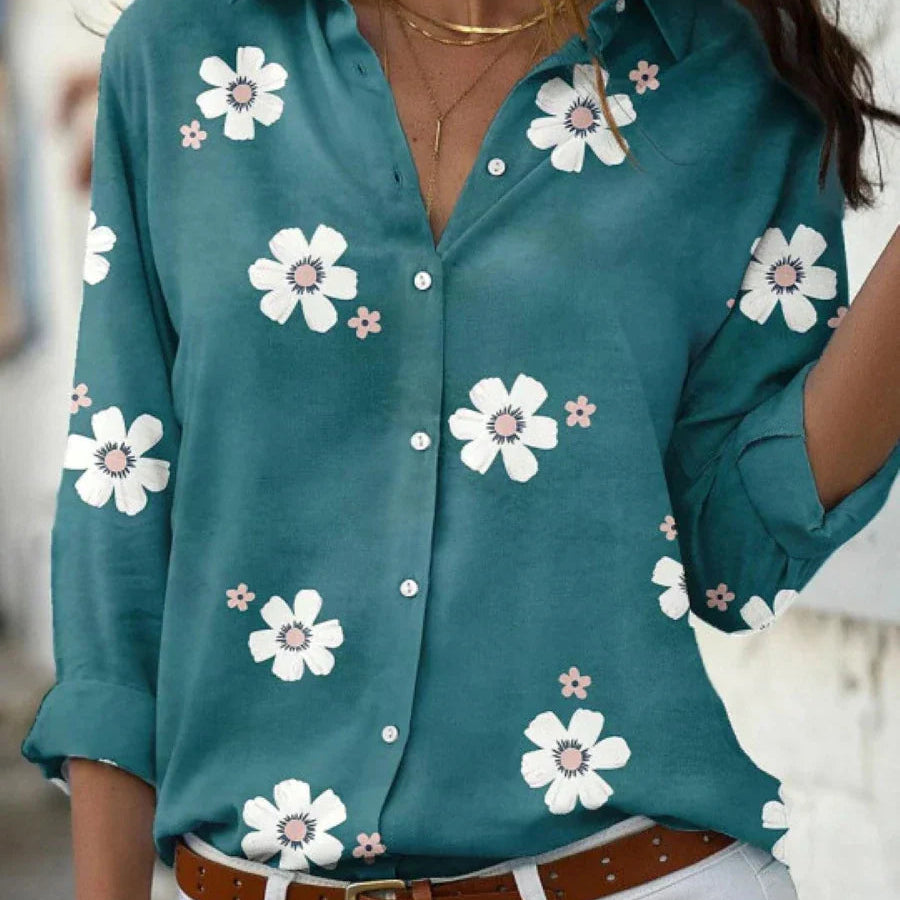 Blouse | Floral Pattern Long Sleeve Summer Top Elegant Stylish 3