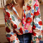 Blouse | Floral Print Long Sleeve Button Down Top | Elegant Versatile 0