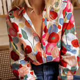 Blouse | Floral Print Long Sleeve Button Down Top | Elegant Versatile 0