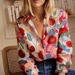 Blouse | Floral Print Long Sleeve Button Down Top | Elegant Versatile 2