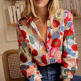Blouse | Floral Print Long Sleeve Button Down Top | Elegant Versatile 2