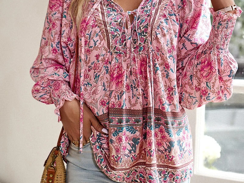 Blouse | Floral Puff Sleeve Summer Top | Breezy Stylish Design 0
