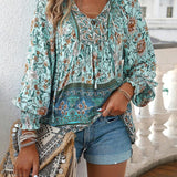 Blouse | Floral Puff Sleeve Summer Top | Breezy Stylish Design 4