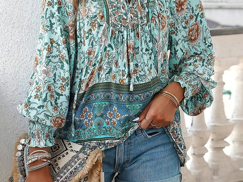 Blouse | Floral Puff Sleeve Summer Top | Breezy Stylish Design 4