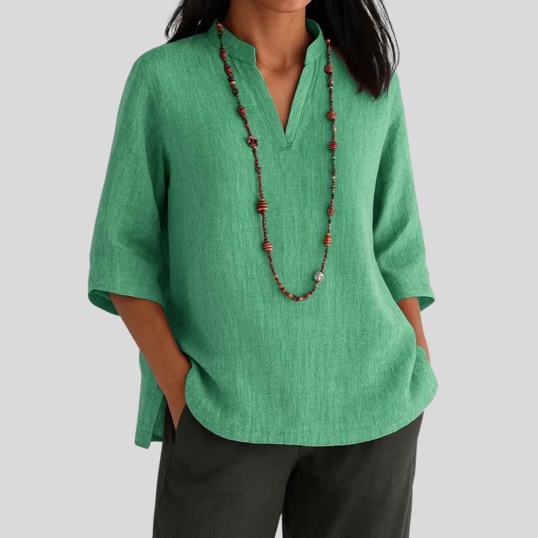 Blouse | Flowing V-Neck Summer Top | Loose Fit Stylish Design 0