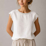 Blouse | Lace-Trim Cap Sleeve Summer Top | Chic Comfortable Design 1