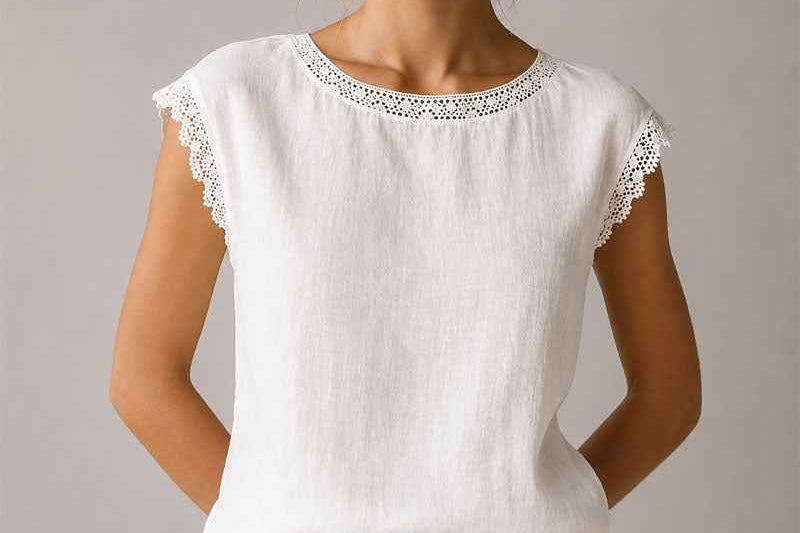 Blouse | Lace-Trim Cap Sleeve Summer Top | Chic Comfortable Design 1