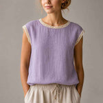 Blouse | Lace-Trim Cap Sleeve Summer Top | Chic Comfortable Design 2
