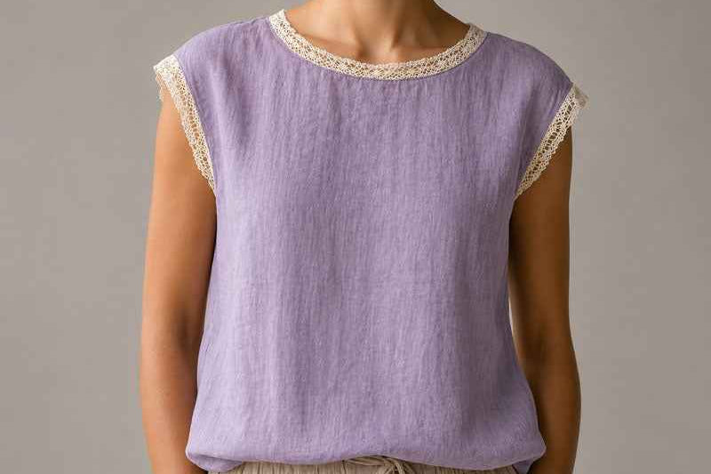 Blouse | Lace-Trim Cap Sleeve Summer Top | Chic Comfortable Design 2