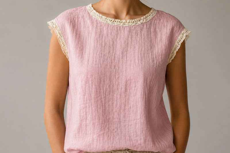Blouse | Lace-Trim Cap Sleeve Summer Top | Chic Comfortable Design 3