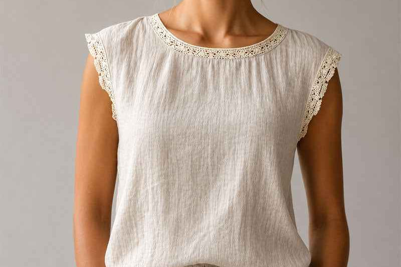 Blouse | Lace-Trim Cap Sleeve Summer Top | Chic Comfortable Design 4