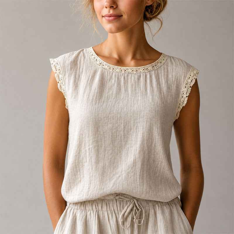 Blouse | Lace-Trim Cap Sleeve Summer Top | Chic Comfortable Design 4
