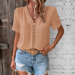 Blouse | Lace V-Neck Summer Top | Elegant Feminine Design 0