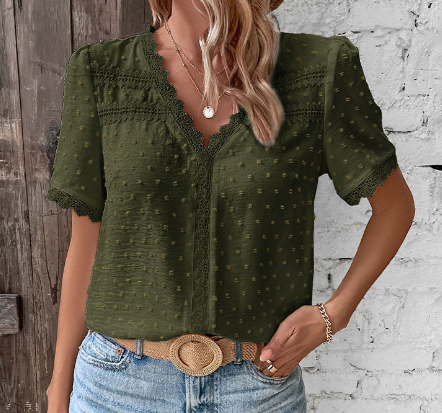 Blouse | Lace V-Neck Summer Top | Elegant Feminine Design 1