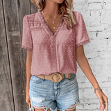Blouse | Lace V-Neck Summer Top | Elegant Feminine Design 3