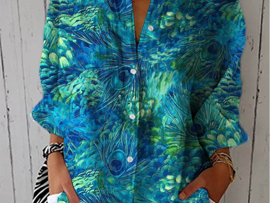 Blouse | Peacock Print Summer Top | Relaxed Stylish Comfortable 0